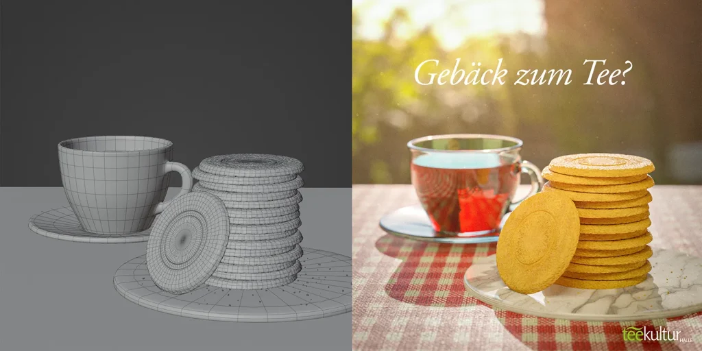 3D-Grafik-Design: „Gebäck zum Tee?“