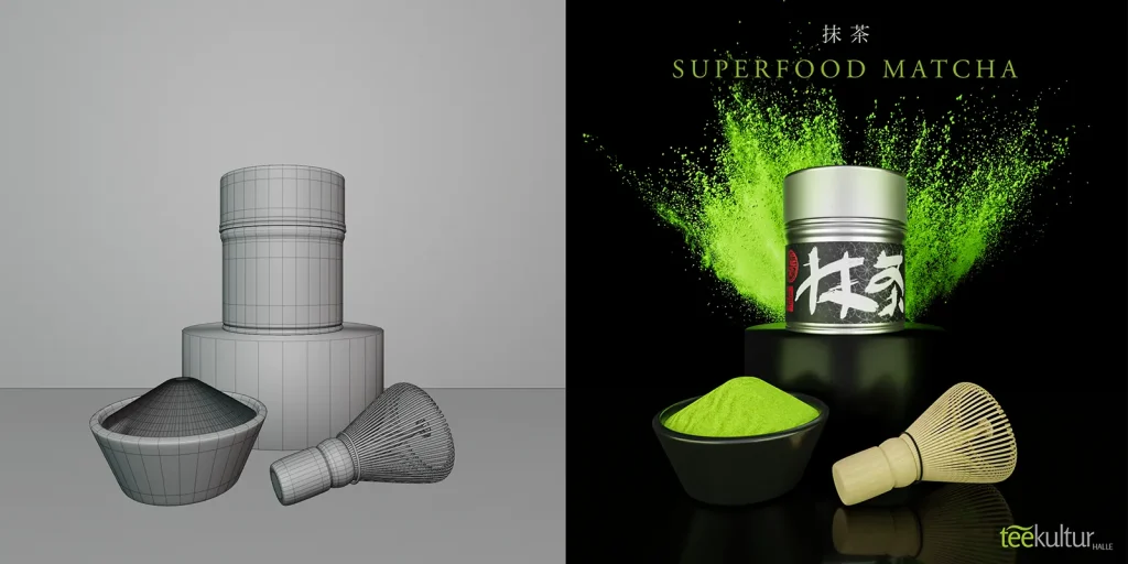 3D-Grafik-Design: „Superfood Matcha“